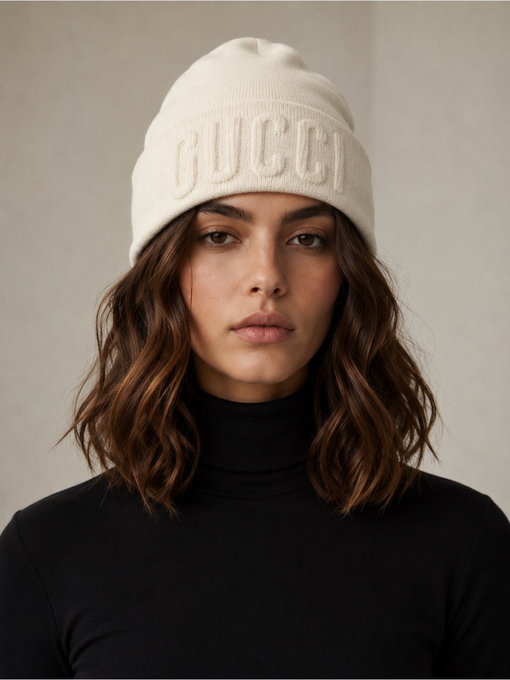 Gucci Raised Logo Wool Beanie Hat – Authentic - Size M (58 cm)